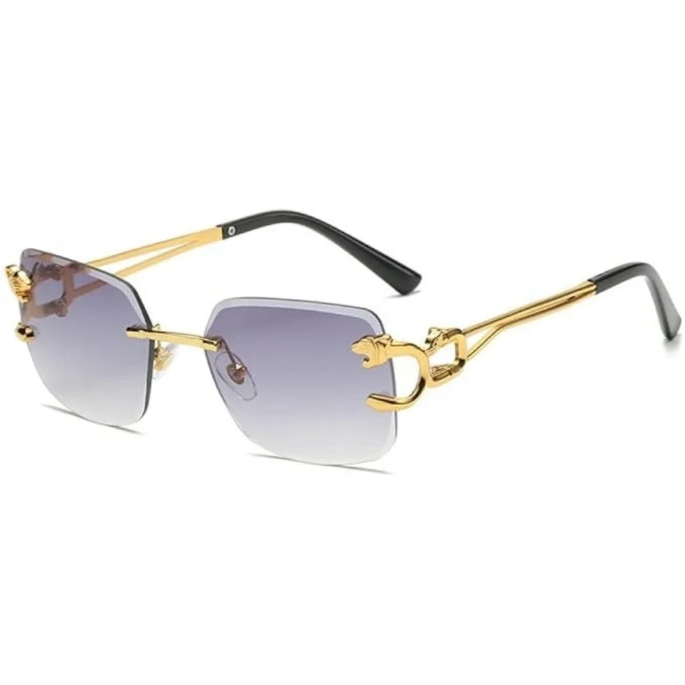 Rimless Sunglasses Gold Frame Gradient Lens Cat‎ Detail Designer Fashion Lentes